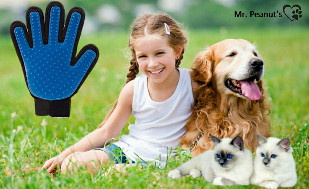 Mr. Peanut's Pet Grooming Gloves — 2-Pack Silicone Deshedding Gloves for Dogs & Cats
