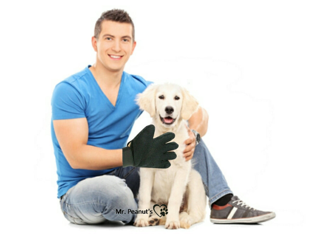 Mr. Peanut's Pet Grooming Gloves — 2-Pack Silicone Deshedding Gloves for Dogs & Cats