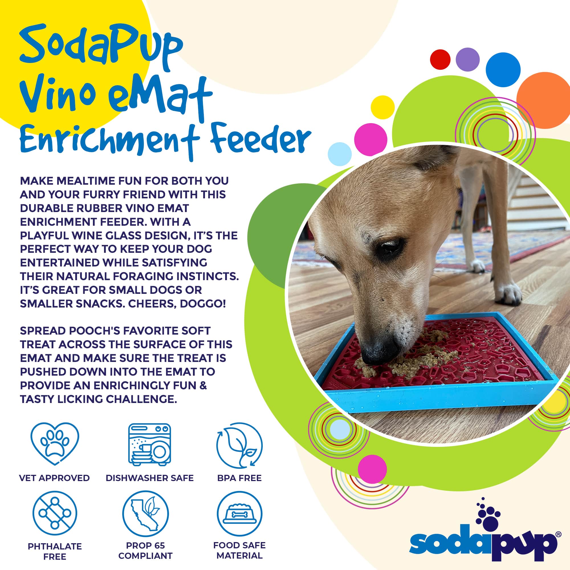 SodaPup Vino Dog eMat — Wine-Inspired Enrichment Lick Mat for Dogs & Cats