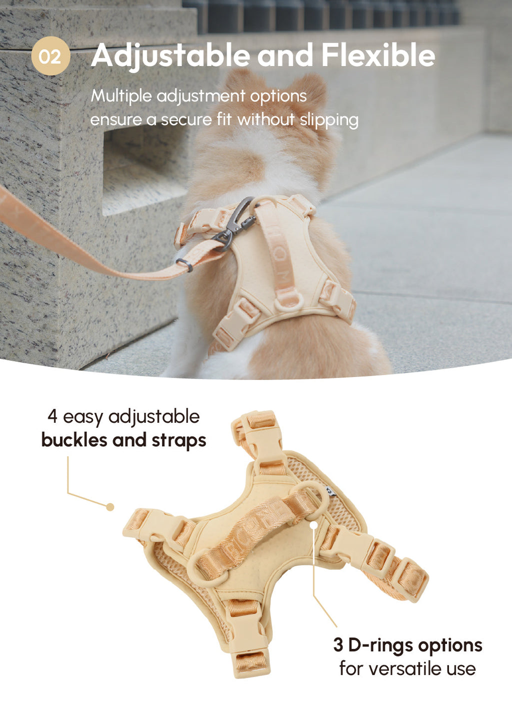 No-Pull Active Pet Harness — Breathable, Adjustable Dog Harness with Dual Buckle & Anti-Pull Rings