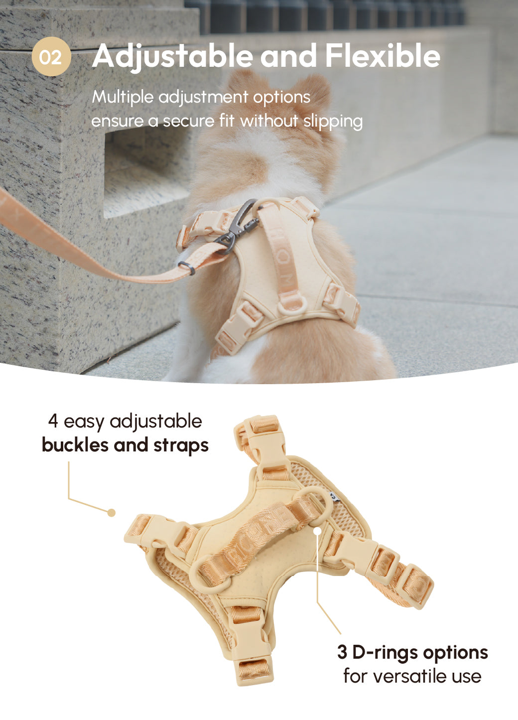No-Pull Active Pet Harness — Breathable, Adjustable Dog Harness with Dual Buckle & Anti-Pull Rings