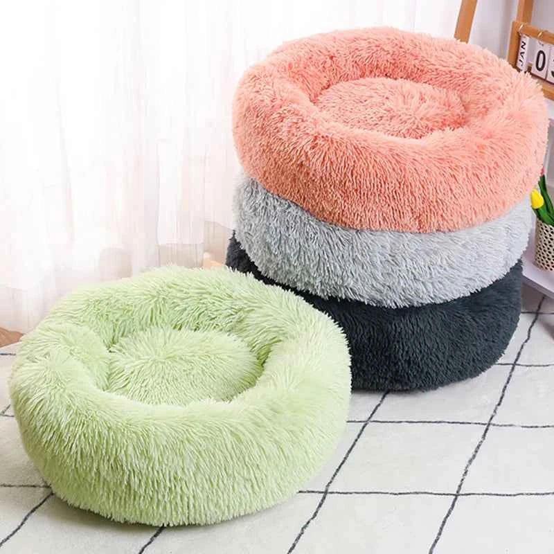 Donut Pet Bed — Calming Plush Cuddler Nest for Dogs & Cats | 3 Styles, 4 Colors, 3 Sizes