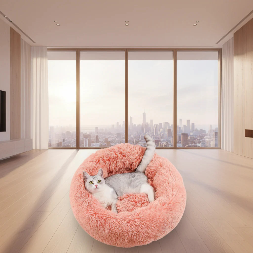 Donut Pet Bed — Calming Plush Cuddler Nest for Dogs & Cats | 3 Styles, 4 Colors, 3 Sizes
