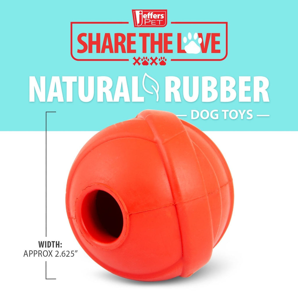 Jeffers Red Orbits Ball — Natural Rubber Treat-Dispensing Dog Chew Toy