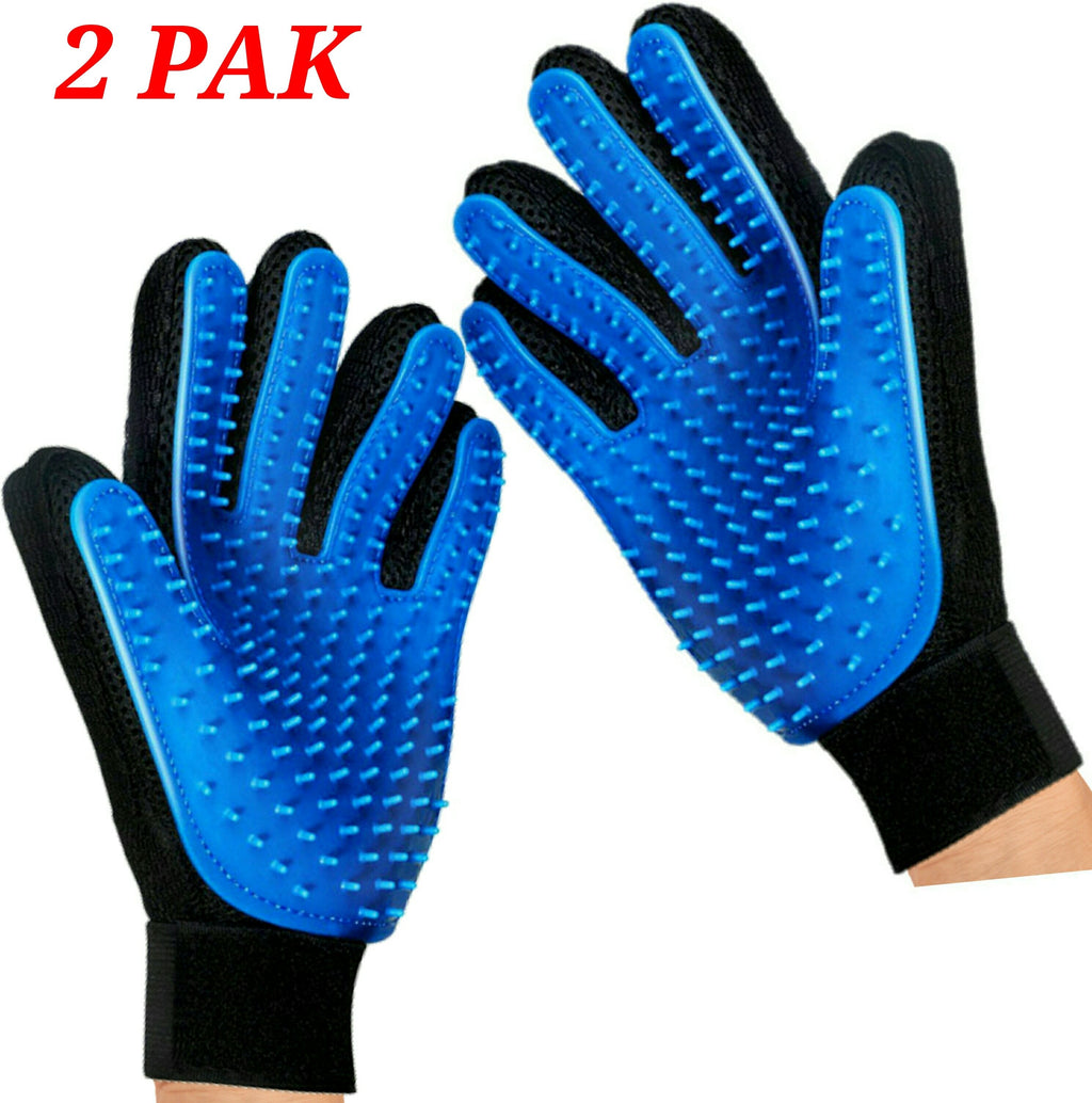 Mr. Peanut's Pet Grooming Gloves — 2-Pack Silicone Deshedding Gloves for Dogs & Cats